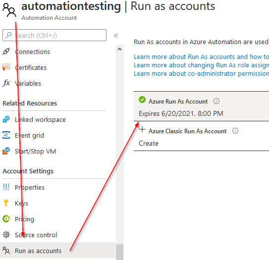 Create Run As Account