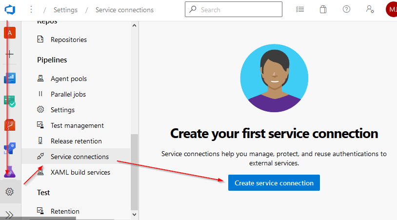 Create service connection